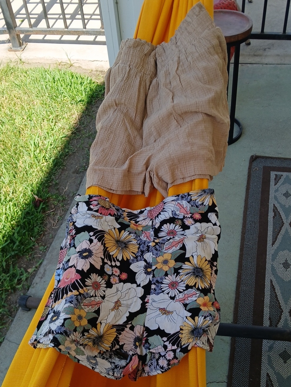 O'Neill Black Floral Mini Shorts with Yellow, Pink & White Flowers